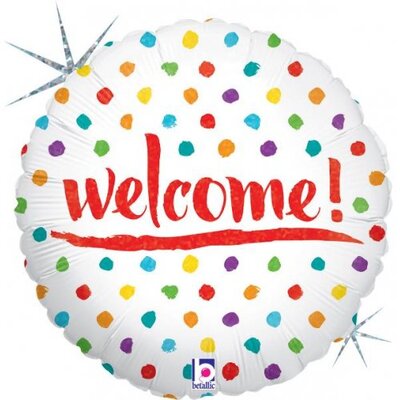 Welcome Dots Foil Balloon (18in 46cm)