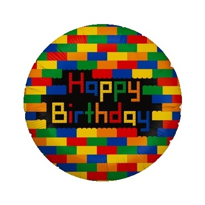 Happy Birthday Blocks Foil Balloon (18in, 46cm) Pk 1