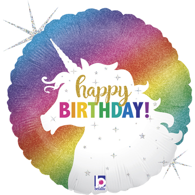Happy Birthday Rainbow Unicorn Silhouette Foil Balloon (18in, 46cm) Pk 1