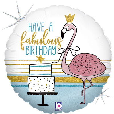 Fabulous Birthday Flamingo Foil Balloon (18in, 46cm) Pk 1
