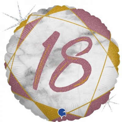 Rose & Gold 18 Birthday Marble Foil Balloon (18in,45cm)