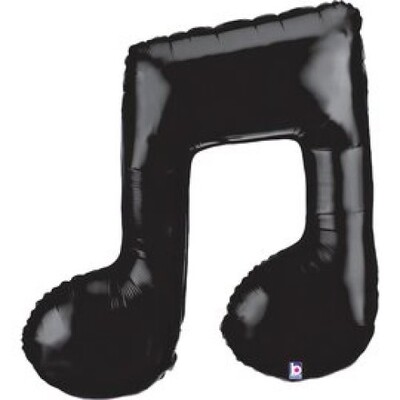 Black Double Music Note Foil Supershape Balloon 66cm x 86cm | Musical Party