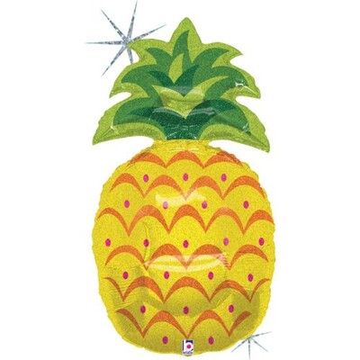 Holographic Pineapple Supershape Foil Balloon 37 Inch | Tropical Hawaiian Party Decoration