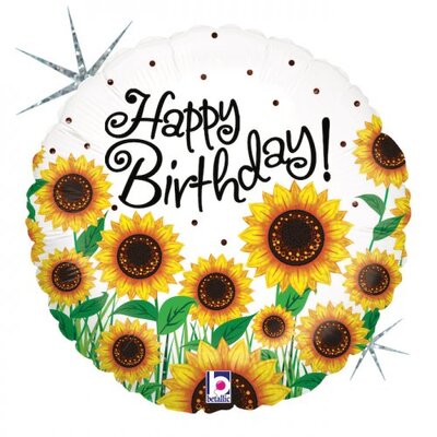Happy Birthday Sunflowers Foil Balloon (18in 46cm)