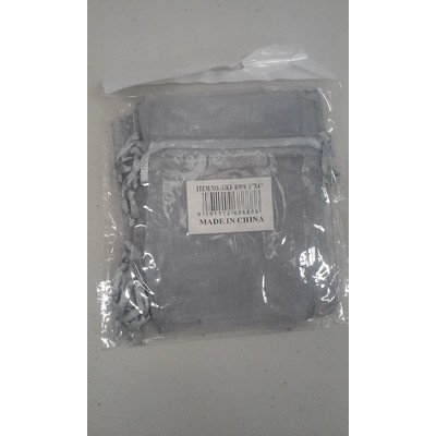 Silver Organza Bags (11cmx8cm) Pk 12