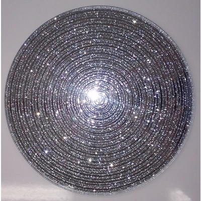 Round Silver Glitter Mirror Plate (15cm) Pk 1