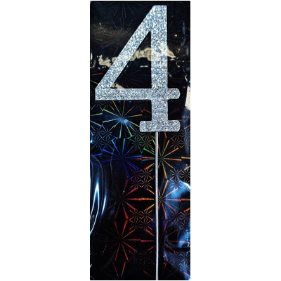 Diamante Number Numeral 4 Cake Topper 7.5cm