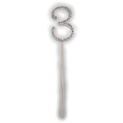 Number 3 Diamante Cake Topper Decoration (5cm) Pk 1
