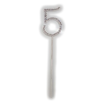Number 5 Diamante Cake Topper Decoration (5cm) Pk 1