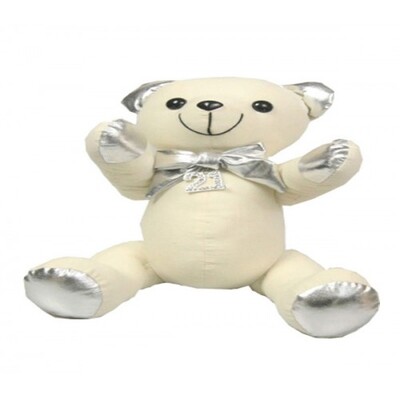 Message Signing Bear with Pen - Silver 21st Birthday Pk 1