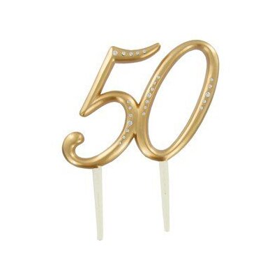 Gold 50 Cake Topper Decoration