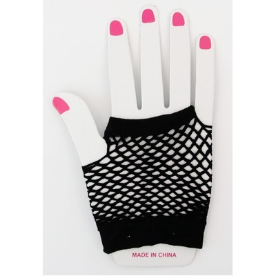 Black Short Fingerless Fishnet Gloves (1 Pair)