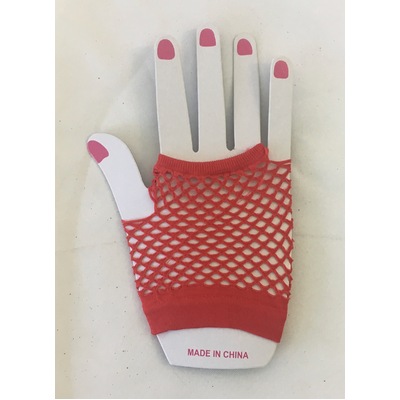Red Short Fingerless Fishnet Gloves (1 Pair)