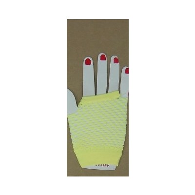 Short Yellow Fishnet Gloves (1 PAIR)