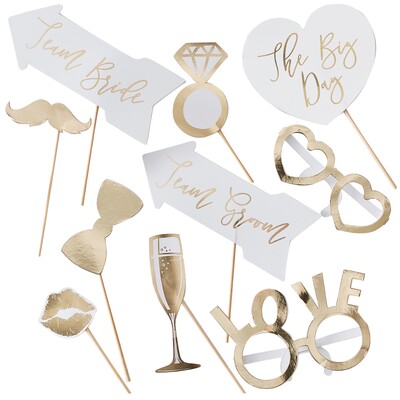 Ginger Ray Gold Foil Wedding Photo Props (Pk 10)