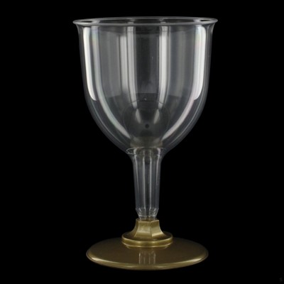 Plastic Wine Glass - 125ml Gold Base Pk 10 