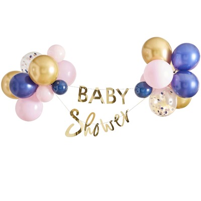 Ginger Ray Baby Shower Pink Blue Gold Balloon Banner Kit