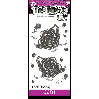 Gothic Black Roses Temporary Tattoos Pk 1
