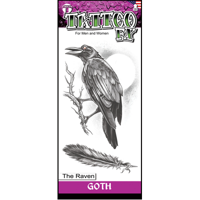 Gothic Raven Temporary Tattoo (2 Tattoos) Pk 1