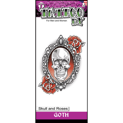 Gothic Skull & Roses Tattoo (1 Tattoo) Pk 1