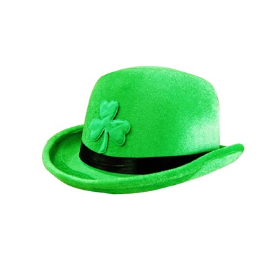 St. Patrick's Day Felt Bowler Hat with Shamrock Pk 1