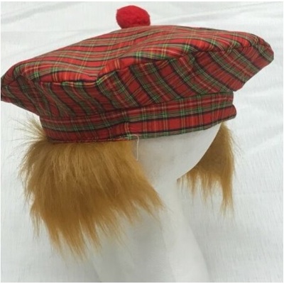 Scottish Tartan Hat with Hair (Pk 1)