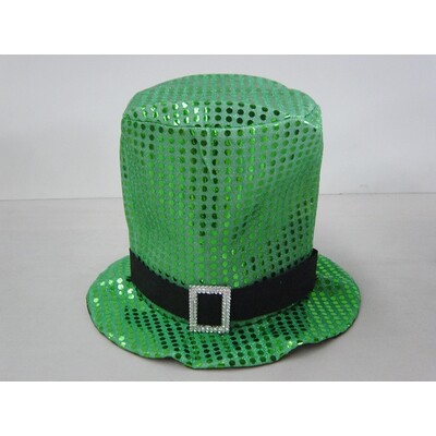 St. Patrick's Day Sequin Soft Top Hat with Black Band Pk 1