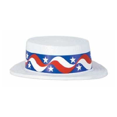 Plastic Boater Hat with Star Band Pk 1 
