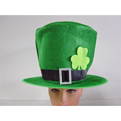 St. Patrick's Day Felt Soft Top Hat with Shamrock Pk 1