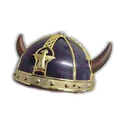 Black & Gold Plastic Viking Hat with Horns