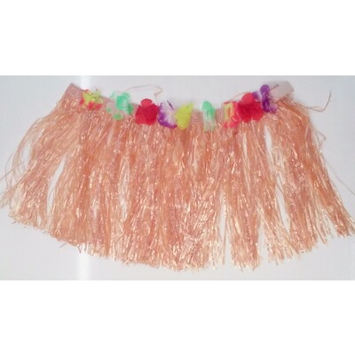 Child Hawaiian Luau Natural Colour Plastic Hula Skirt Pk 1 
