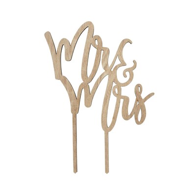Wooden Mr & Mrs Wedding Cake Topper Script Decoration 20cm Reusable
