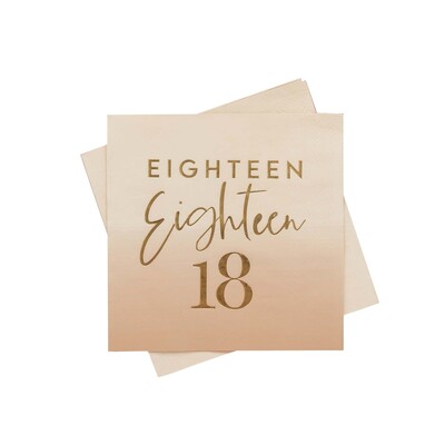 Gold Foil 18th Birthday 3 Ply Paper Lunch Napkins Pk 16