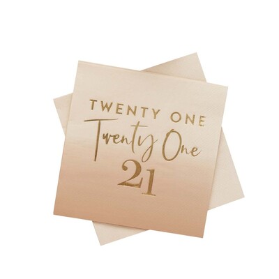 Gold Foil 21st Birthday 3 Ply Paper Lunch Napkins Pk 16