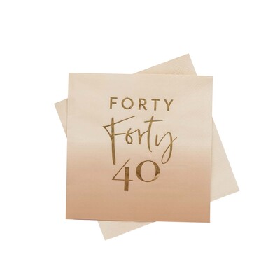 Gold Foil 40th Birthday 3 Ply Paper Lunch Napkins Pk 16