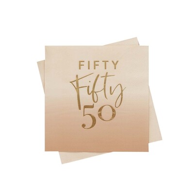Gold Foil 50th Birthday 3 Ply Paper Lunch Napkins Pk 16