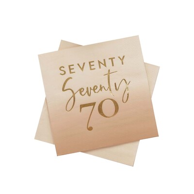 Gold Foil 70th Birthday 3 Ply Paper Lunch Napkins Pk 16