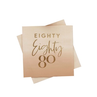 Gold Foil 80th Birthday 3 Ply Paper Lunch Napkins Pk 16