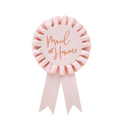 Pink Maid Of Honour Hen's Party Rosette Badge