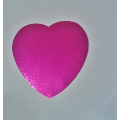 Small Hot Pink Cerise Foil Cardboard Heart Cutout (10cm) Pk 12