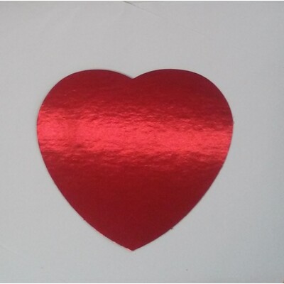 Small Red Foil Cardboard Heart Cutout (10cm) Pk 12