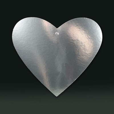 Large Silver Foil Cardboard Heart Cutout (30cm) Pk 3