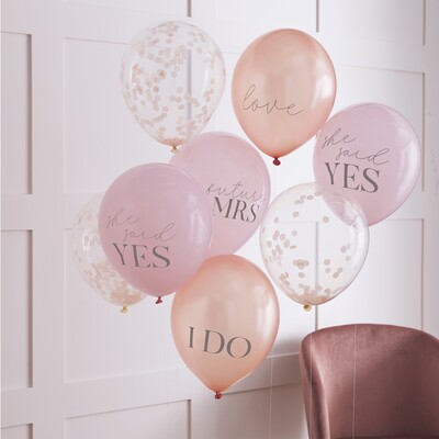 Ginger Ray Mixed Hens Slogans Confetti 30cm Latex Balloons (Pk 8)