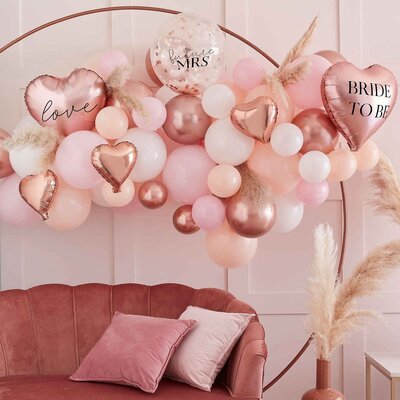 Ginger Ray Rose Gold Pink Peach Hen's Party Balloon Garland Arch Kit