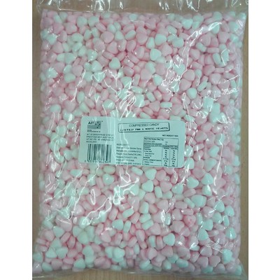 Pink & White Mini Candy Hearts (1kg) Pk 1