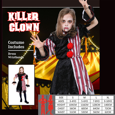 Child Killer Clown Dress Costume (Large, 7-8 Yrs) Pk 1