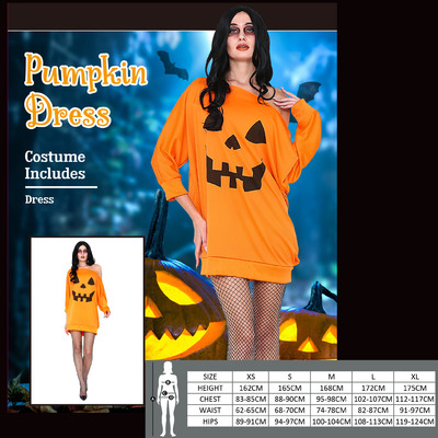 Adult Halloween Pumpkin T Shirt Dress Costume (Large) Pk 1