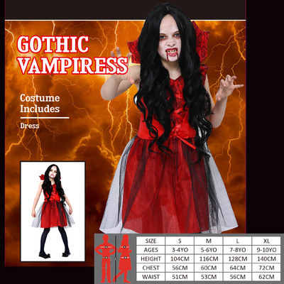 Child Gothic Vampiress Costume (X Large, 9-10 Yrs) Pk 1