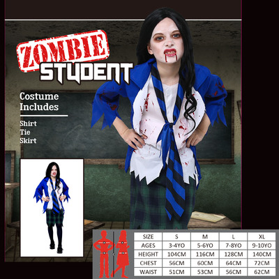 Child Zombie Student Costume (Large, 7-8 Yrs) Pk 1