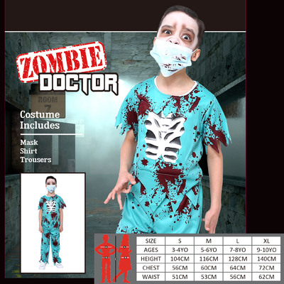 Child Zombie Doctor Costume (Large, 7-8 Yrs) Pk 1